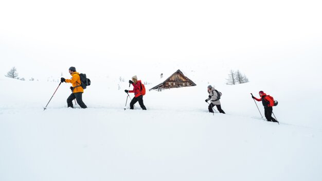 Gruppe von vier Wanderern im Schnee. | © Atomic Austria GmbH