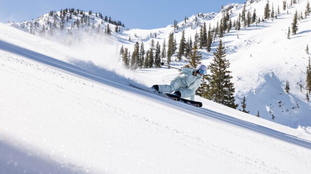 Skifahrer auf schneebedecktem Hang