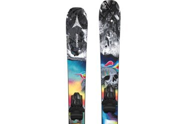 Paar Ski mit Totenkopf- und Farbmuster