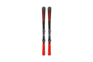 Ein Paar Nordica Spitfire CA Skier mit Bindungen